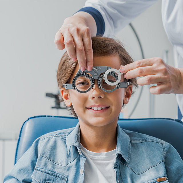 boy in eye exam